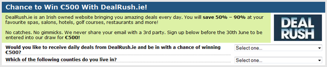 Deal Rush Lead Generation example